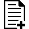添加, 文件, 接口, 符号的, 纸片, 与, 文字, 行, 并加, 标志 图标