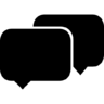 Twee zwarte, rechthoekige -,  spraak -,  bubbels, interface, chat, symbool Pictogram