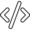 Code, outlined, programming, signs Icon
