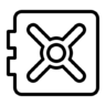 Locker, portemonnee, kluisje, bescherming, veilig, google Pictogram