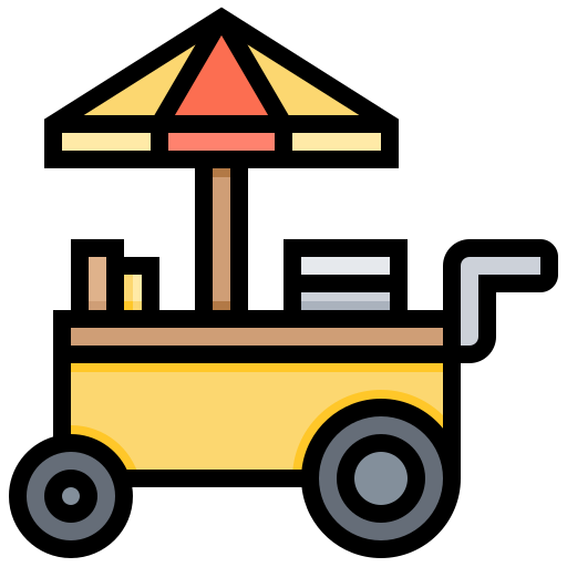 เอเชีย, อาหาร, kiosk, ถนน, trolley ไอคอน