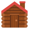 建筑, 舱, 馆, 日志, 冬季 图标