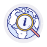 ícone Informações, internet, busca, magnifyng vidro, globo, terra