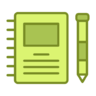 ícone Nota, notebook, lápis, notas