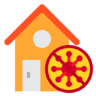 家庭, 家, 保护, 住宿, 处, 病毒, 冠状病毒 图标