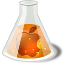 Icono naranja, manzana, quimica