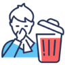 Knop, gooien, gebruikt, weefsel, bin, niezen Pictogram