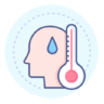 ícone Botão, febre, alta, temperatura, sintoma, coronavírus