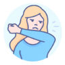 ícone Botão, espirrar, cotovelo, preventiva, medida, conselhos