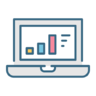 ícone Laptop, o google analytics, gráficos, análise, gráfico