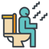 ícone Diarréia, prisão de ventre, doente, irritado, intestino