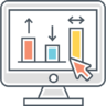 ícone Site, tráfego, o google analytics, gráfico, análise