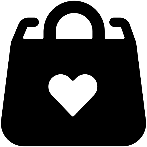 购物, 袋, 心脏 图标