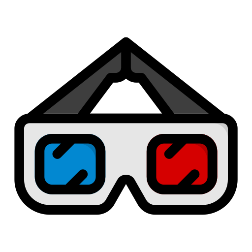 3d, 眼镜, 电影院 图标
