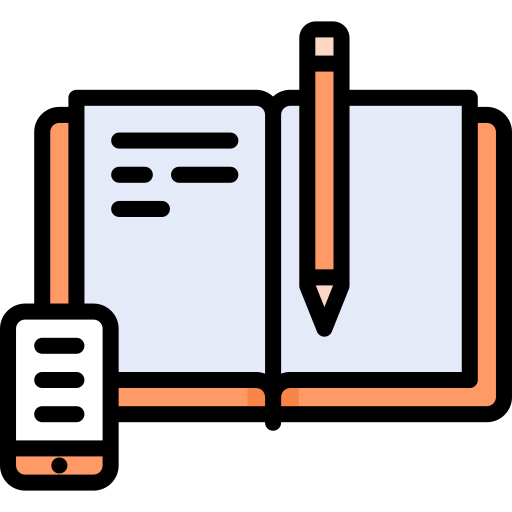 notes, notebook, smartphone, study, student Icon