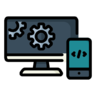 App, development, computer, mobile, settings, cogwheel Icon