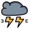 개, 클라우드, 흐린, 날씨, thunder, thunderbolt 아이콘