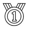 Kampioen, onderwijs, terug, school, prijs, winnaar, medaille, prestatie, trofee Pictogram