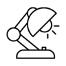 Interieur, meubels, onderzoek, lamp, bureau, tabel, school, terug, onderwijs Pictogram