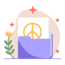 ícone Militar, paz, assinar, parar, guerra, liberdade, o, pasta