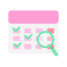 Tijd, gebeurtenis, zoom, vergrootglas, plannen, datum, zoeken, agenda Pictogram
