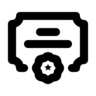 已核证的, 奖, 勋章, 文凭, 认证, 纸, 片, 文档, 证书 图标