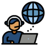 ícone Online, informações, marketing, social, contacto, conexão, internet