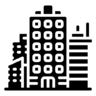 摩天大楼, 建设, 公寓, 平 图标