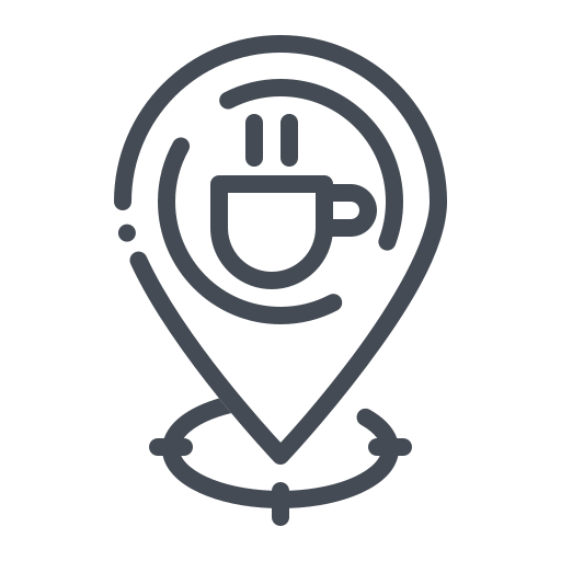 navigation, marker, location, destination, cup, coffee, cafe, gps, map, pointer Icon