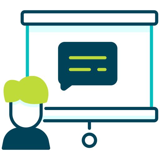 lecture, trainer, teacher, training, course, education, person, presentation Icon