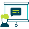 Lecture, trainer, teacher, training, course, education, person, presentation Icon
