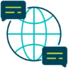 Online, social, network, connection, networking, worldwide, bubble, speech, conversation, global Icon