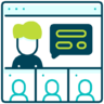 People, zoom, conference, discussing, meeting, communication, bubble, speech, conferance, video Icon