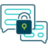 Protect, secure, privacy, password, padlock, bubble, speech, chat, private Icon