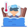 Sakit, pria, avatar, tempat tidur, termometer, demam Ikon