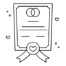 的婚礼, 邀请, 纸, 文档, 协议, 合同, 婚姻, 证书 图标