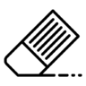 Stationaire, verwijderen, onderzoek, gum Pictogram