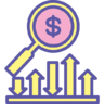 Finance, magnifier, analytics, business, statistics, graph, financial, chart, market, money Icon