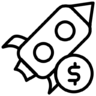 火箭, 提高, 硬币, 财务, 启动, 飞船, 美元, 业务 图标