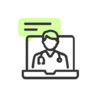 Consulting, medewerkers, medisch, patiënt, tussen, communicatie, virtuele Pictogram
