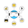 抽象, 概念, 数据, 通信, 网络, 数字, 技术, vr 图标