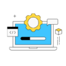通信, ネットワーク, 背景, デジタル, 技術, ソフトウェア アイコン