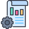 Google analytics, tandwiel, statistieken, document, project Pictogram