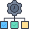 Klok, hiërarchie, productiviteit, beheer, tijd Pictogram