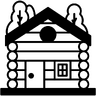 野营, 夏天, 庇护所, 小屋, 的房子, 木, 舱 图标