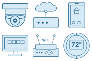 Blue Duotone Smart Home and Internet of Things (IoT) Icon Set