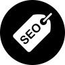 Seo, tag, in, zwart Pictogram