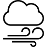 Winderig, bewolkt, weer, beschreven, interface, symbool Pictogram