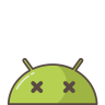 Android, robot, mobile, suasana hati, emoji, crash, bug, mati Ikon