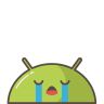 Android, robot, mobile, suasana hati, emoji, sedih, menangis Ikon